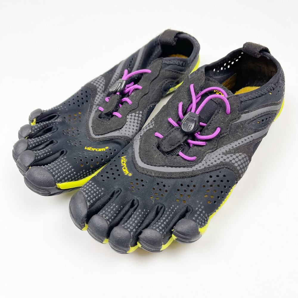 Vibram Black/Purple/Neon Yellow V-Run Barefoot Shoes Eu 36 Us 6.5-7